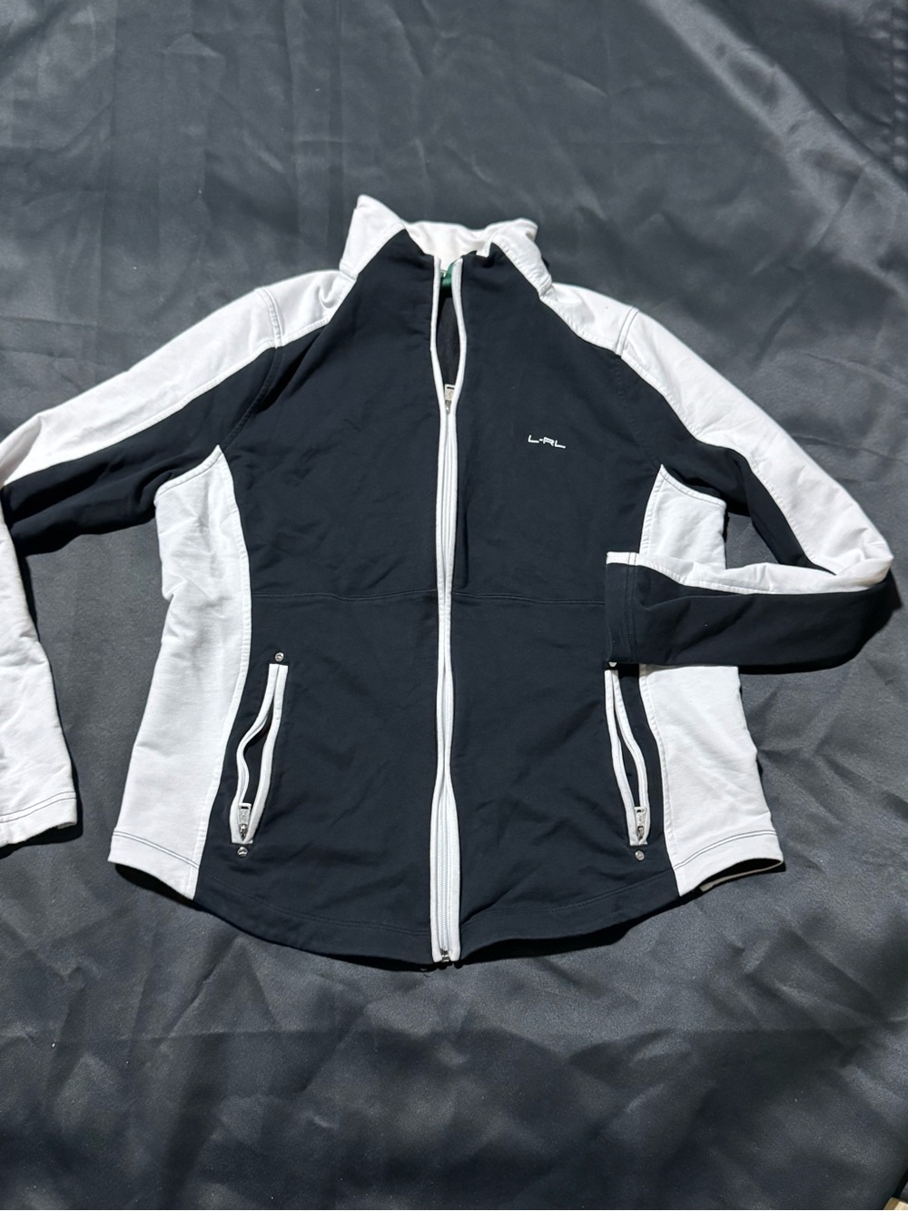 Ralph Lauren Black and White Zip-Up Athletic Jacket